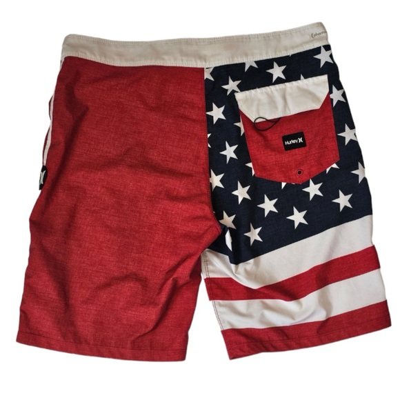 Hurley Phantom Patriot Red White Blue  Boardshorts Swim Trunks Mens Size 32 - Picture 5 of 7